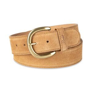 7175 Women's Logo Embossed Loop Casual Belt, Tan Suede
